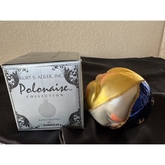 Kurt Adler Night and Day Polonaise Glass Christmas Face Ornament Sun Moon 1990 - Picture 4 of 6